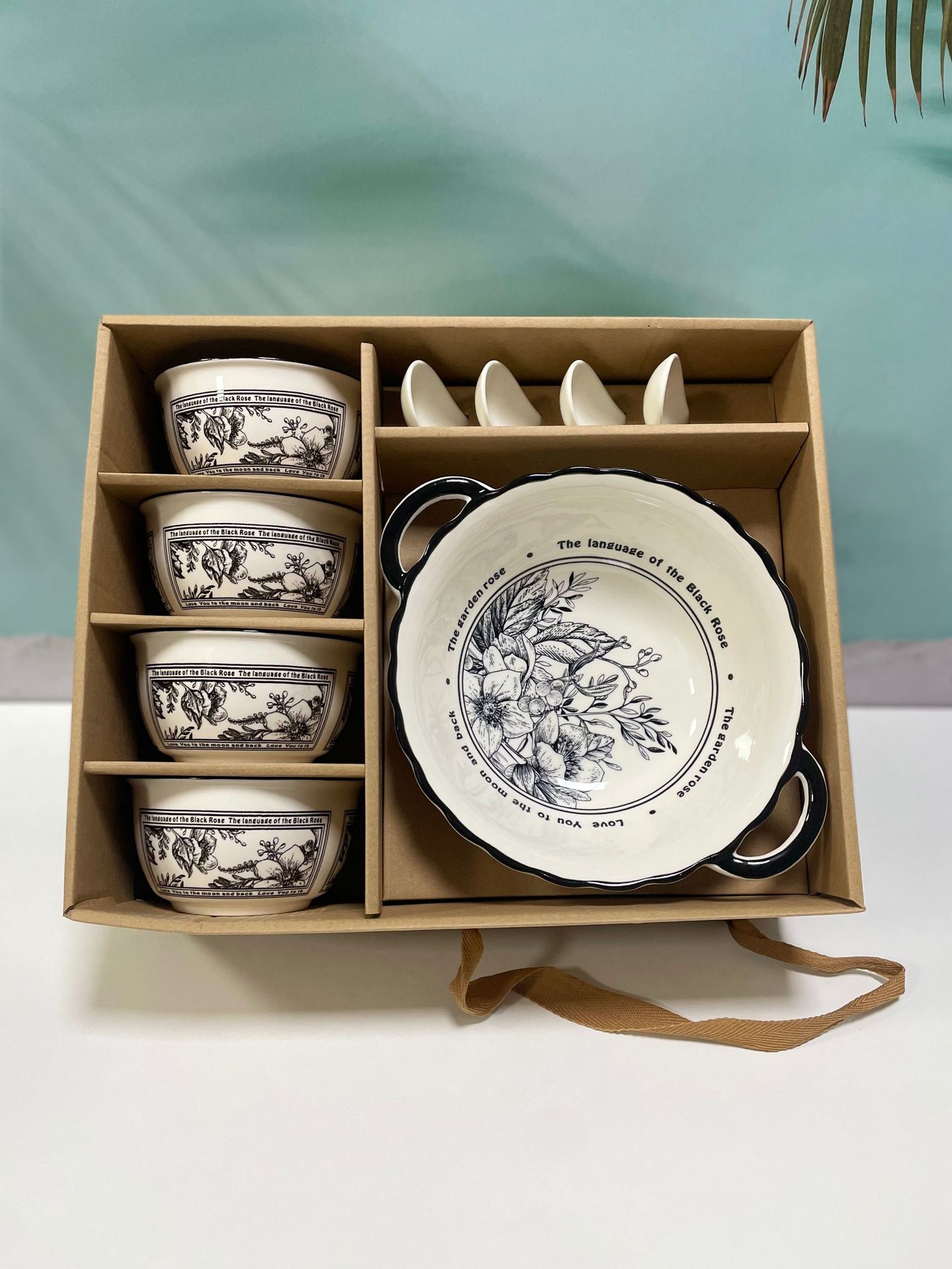 简约波点陶瓷碗套装餐具礼盒装碗勺碟家用餐具婚礼活动送礼详情18