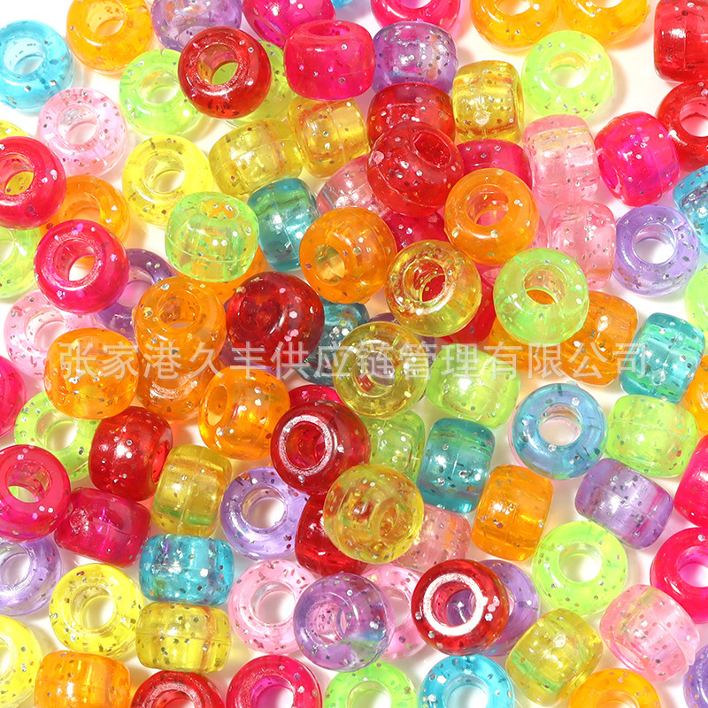 Best-selling pony beads, large-hole beads, colored transparent matte Pony bucket beads, scallion powder plastic DIY dirty braid fake divergent beads pic 4