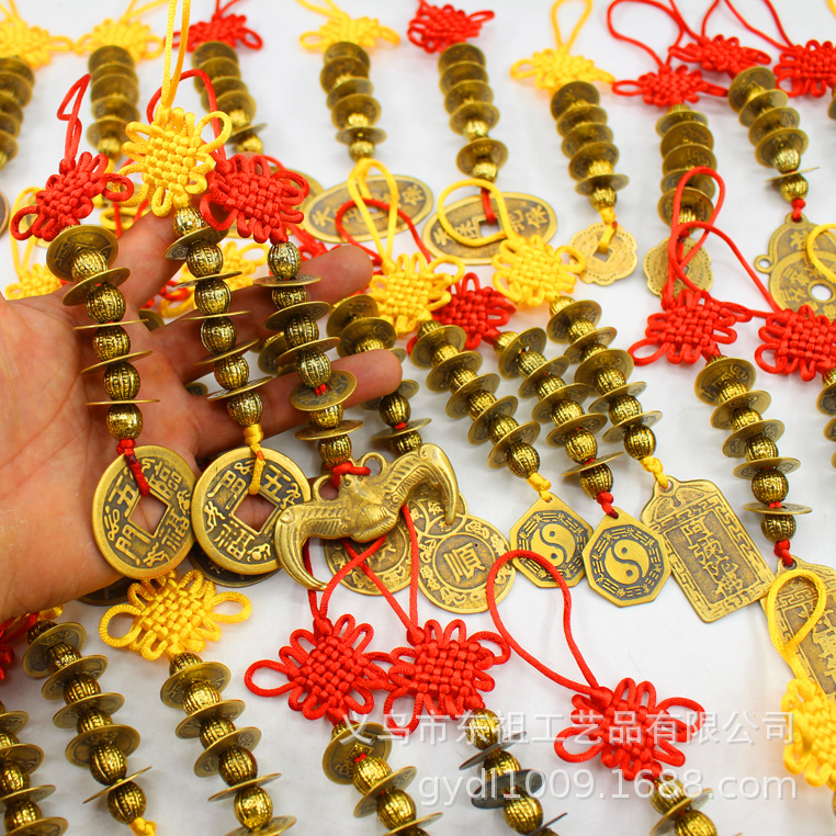 Genuine copper coins, Arhat beads, Five Emperors coins, copper coins, woven Five Emperors coins, pendants, copper coin craftsmanship, hanging signs, and Eight Trigrams plate manufacturers pic 1