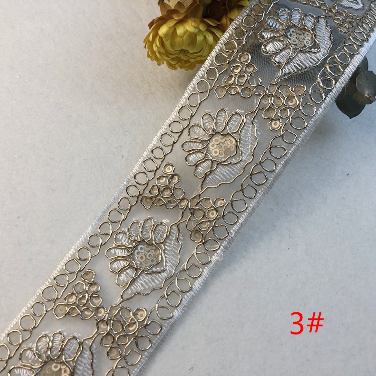In stock: mesh, sequin, embroidery, lace, gold thread, bone lace, webbing, curtains, wedding lace, clothing accessories pic 23