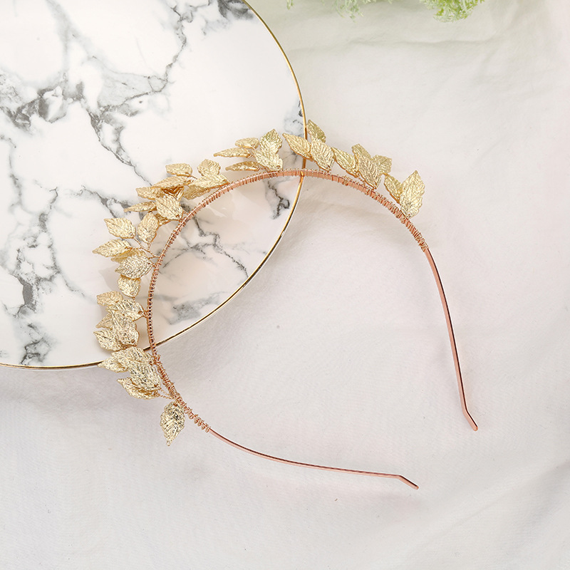 New cross-border leaf hair bands from Europe and America, gold and silver leaf hair accessories, wedding dress and evening gown accessories, bride headwear and headband wholesale, domestic independent pic 6