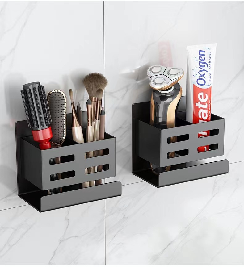 浴室梳子置物架卫生间免打孔壁挂厕所化妆品刮胡刀牙刷牙膏收纳筒详情7