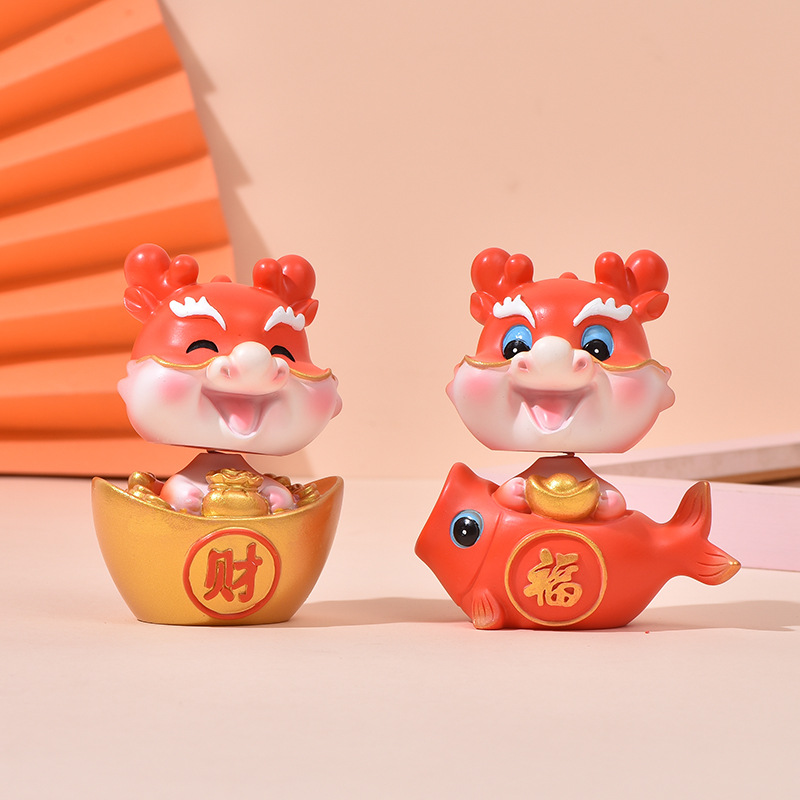 龙年吉祥物纳福祥龙摆件招财卡通摇头公仔汽车内摆件新年装饰礼品详情5