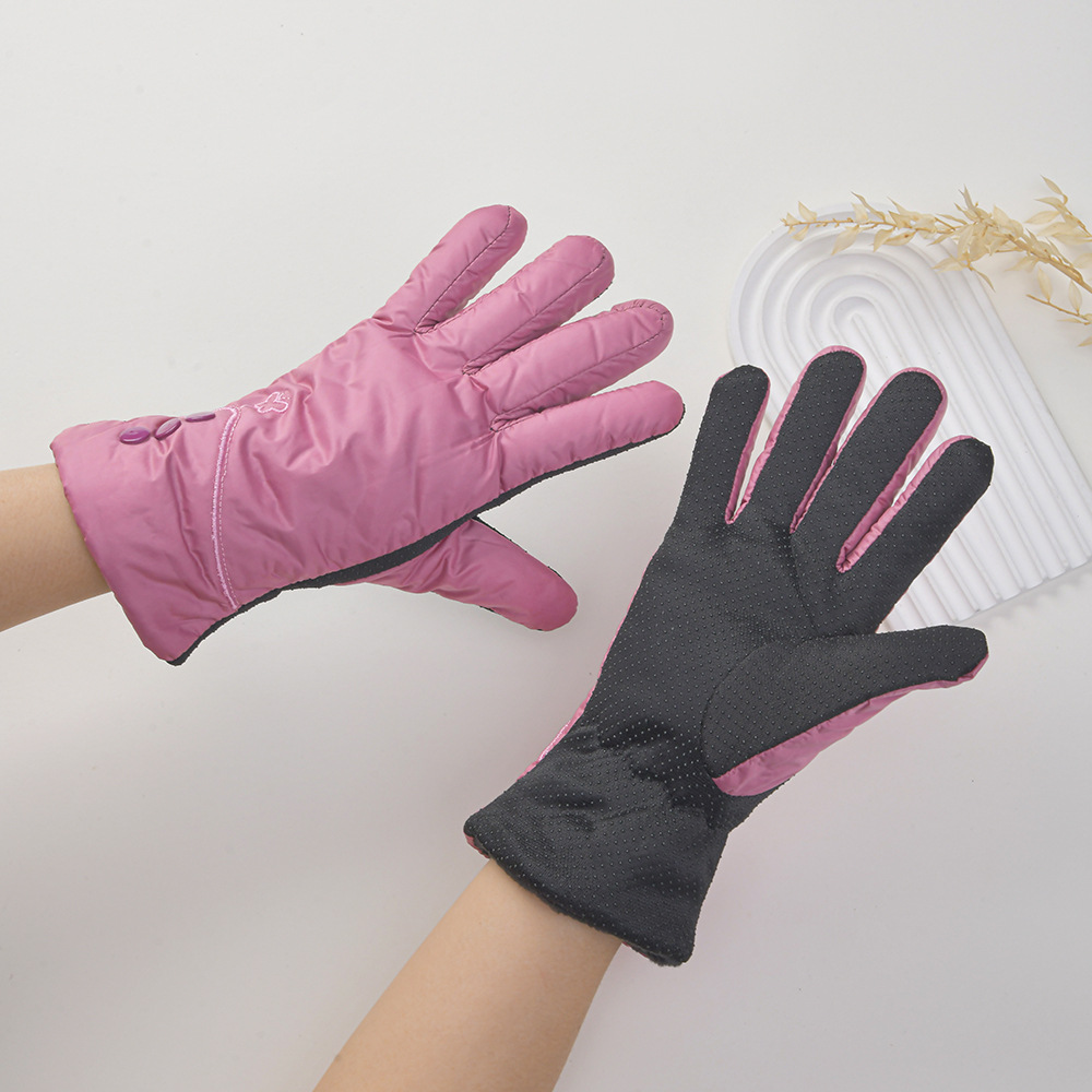 手套女冬季加厚款防滑不倒绒双色保暖骑行手套滑雪防寒成人手套详情10