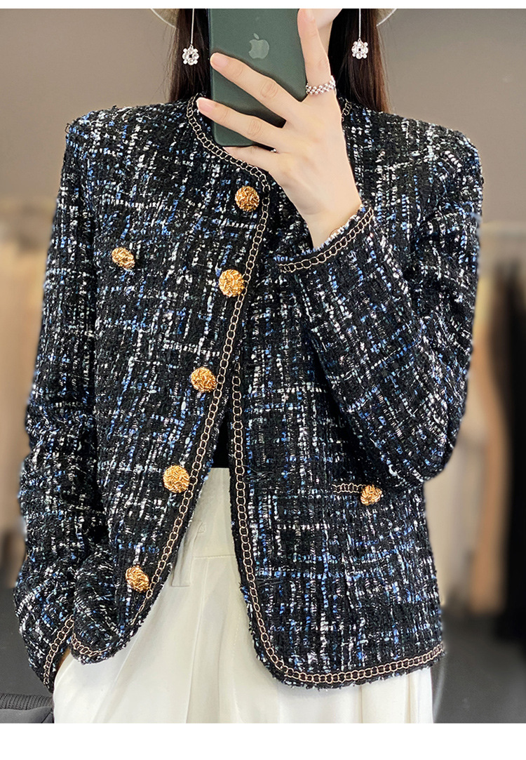 2023 High-end long-sleeved woolen coat for women, spring and autumn, elegant and stylish, round-neck top, French chanel-style short coat pic 19