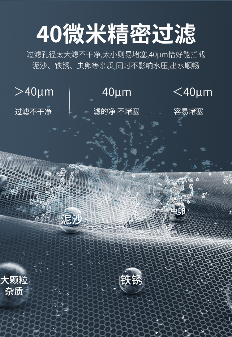 304不锈钢前置过滤器家用全屋大流量净水器反冲洗自来水过滤器Stainless steel prefilter详情8