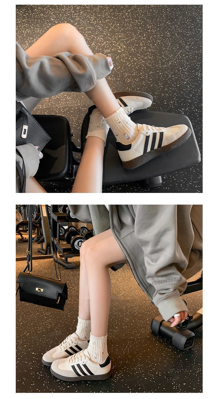 平底磨砂皮德训鞋女2023新款秋季百搭运动休闲鞋系带软底透气板鞋详情6