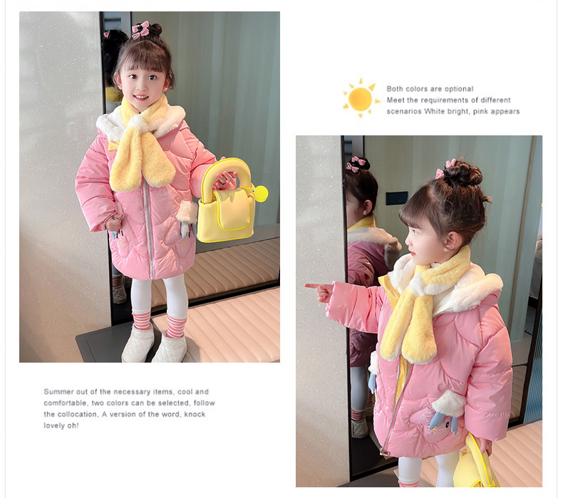Thickened cotton-padded jacket for girls 2023, stylish deer antler cotton-padded jacket, long coat for little girls, winter cartoon cotton-padded jacket pic 6