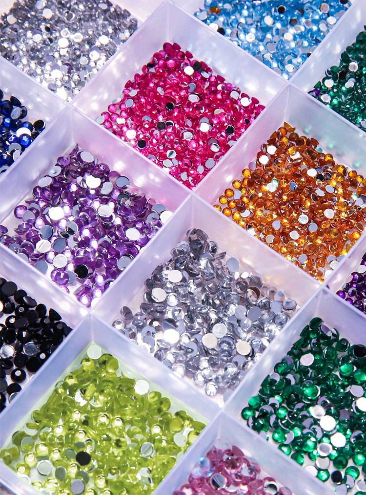 Cross-border nail art 24-grid resin colored diamond box set mixed and matched accessories 2mm and 3mm size mixed iriered round diamonds pic 5