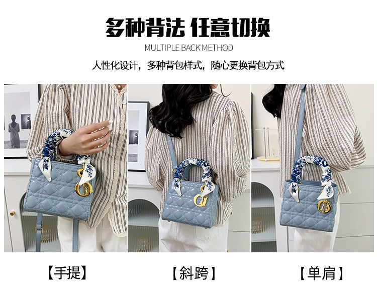 戴妃包包女2023新款时尚潮流经典百搭漆皮格纹手提单肩斜跨包详情4