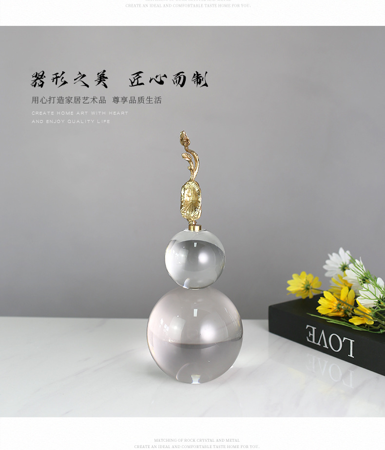 Creative crystal gourd ornaments, new Chinese-style living room wine cabinet, study, office opening gifts, home soft decoration ornaments, home decoration handicrafts ornaments pic 23