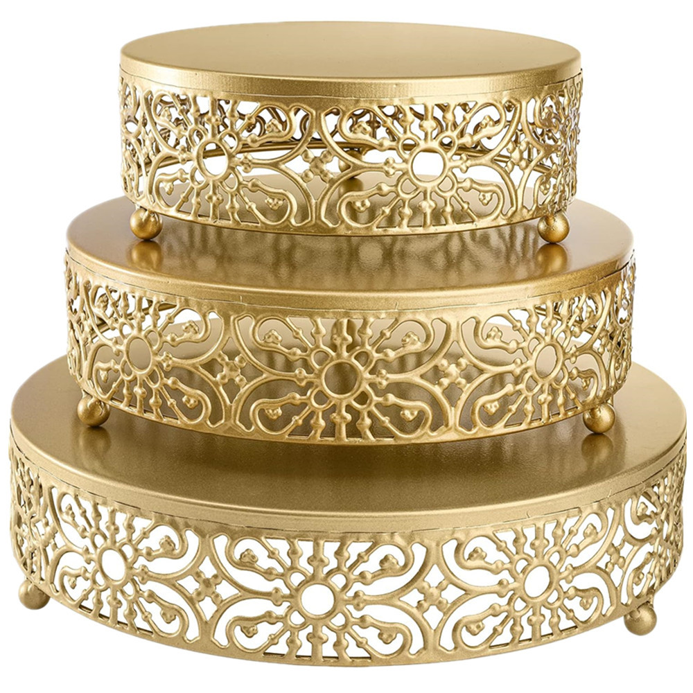 Cross-border wedding creative golden dessert stand tray, single-layer ironwork cake plate, cake rack, fruit plate, pastry plate pic 1