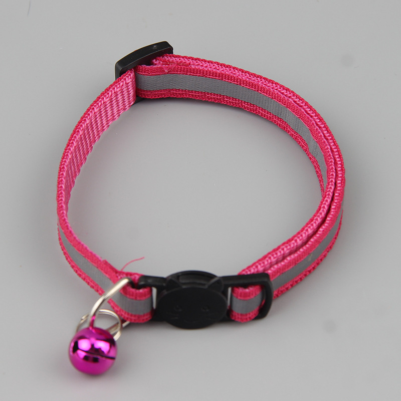 New pet supplies 1.0 black reflective cat head safety buckle collar de gato fuerte y duradero cat bell collar pic 13