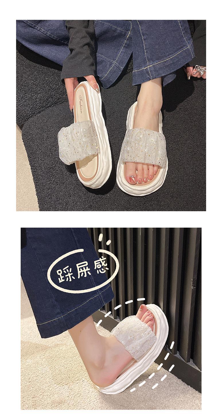 2023新款夏天外穿时尚凉拖一脚蹬鞋子蕾丝珍珠仙女凉拖鞋厚底软底详情10