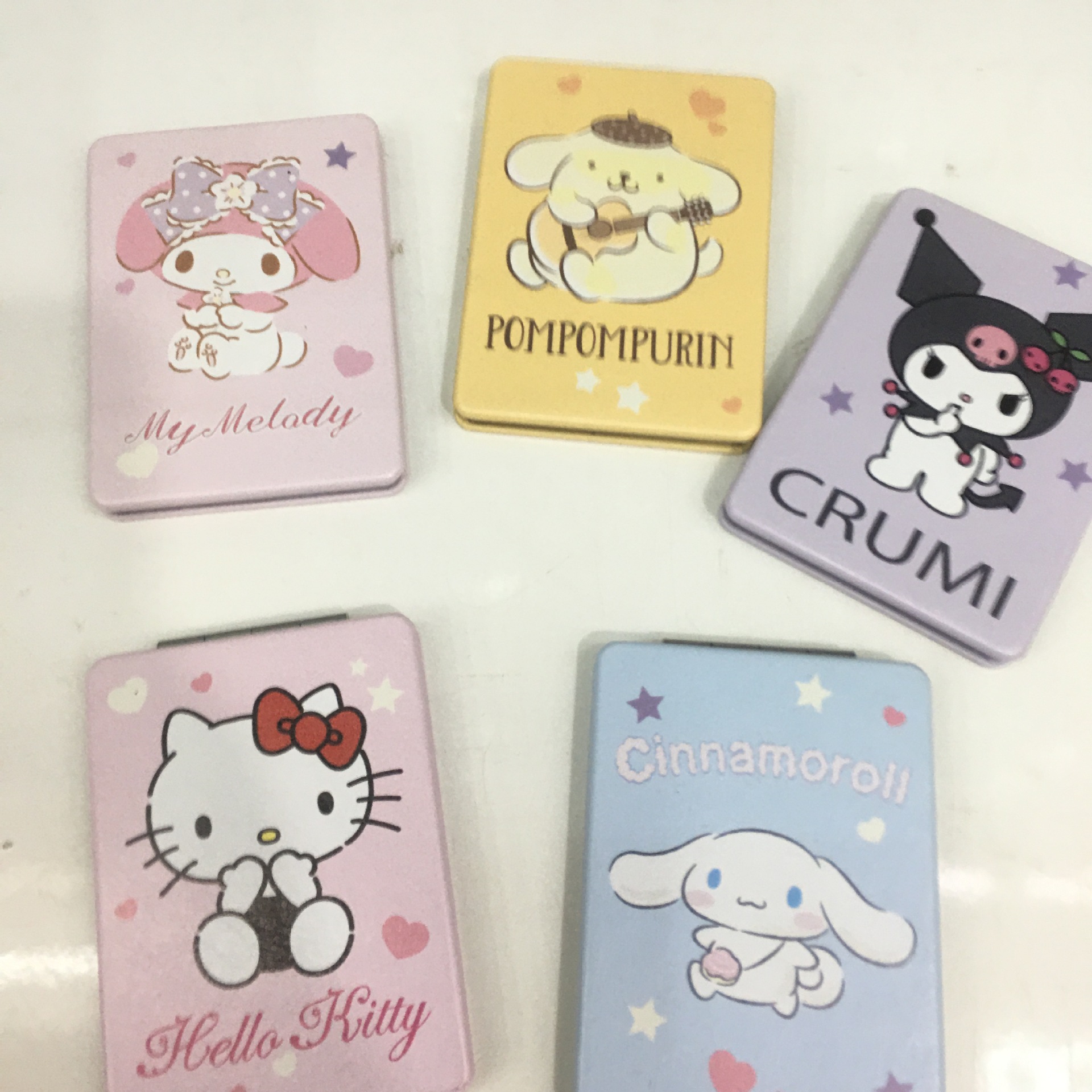 Cartoon and anime family flip mirror PU makeup small mirror, Kuromi Melody Twin Star Cinnamon Dog mirror pic 10