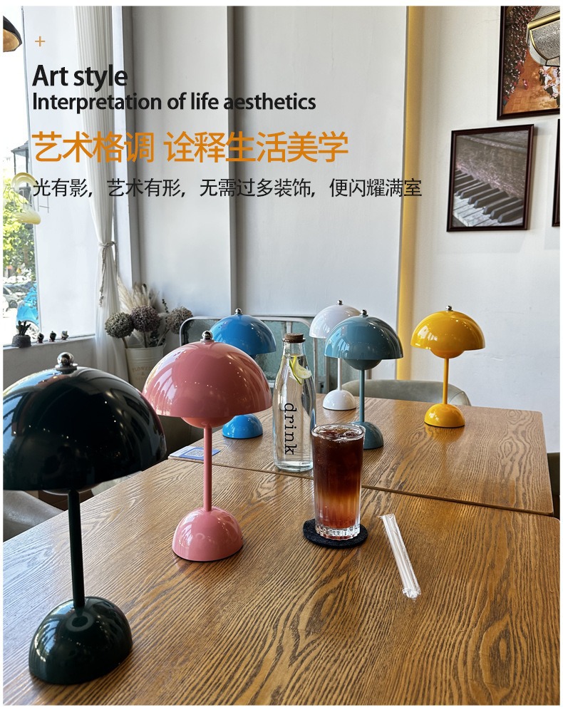 跨境热销装饰台灯 源头工厂现货现发USB充电触摸卧室蘑菇花苞台灯详情13