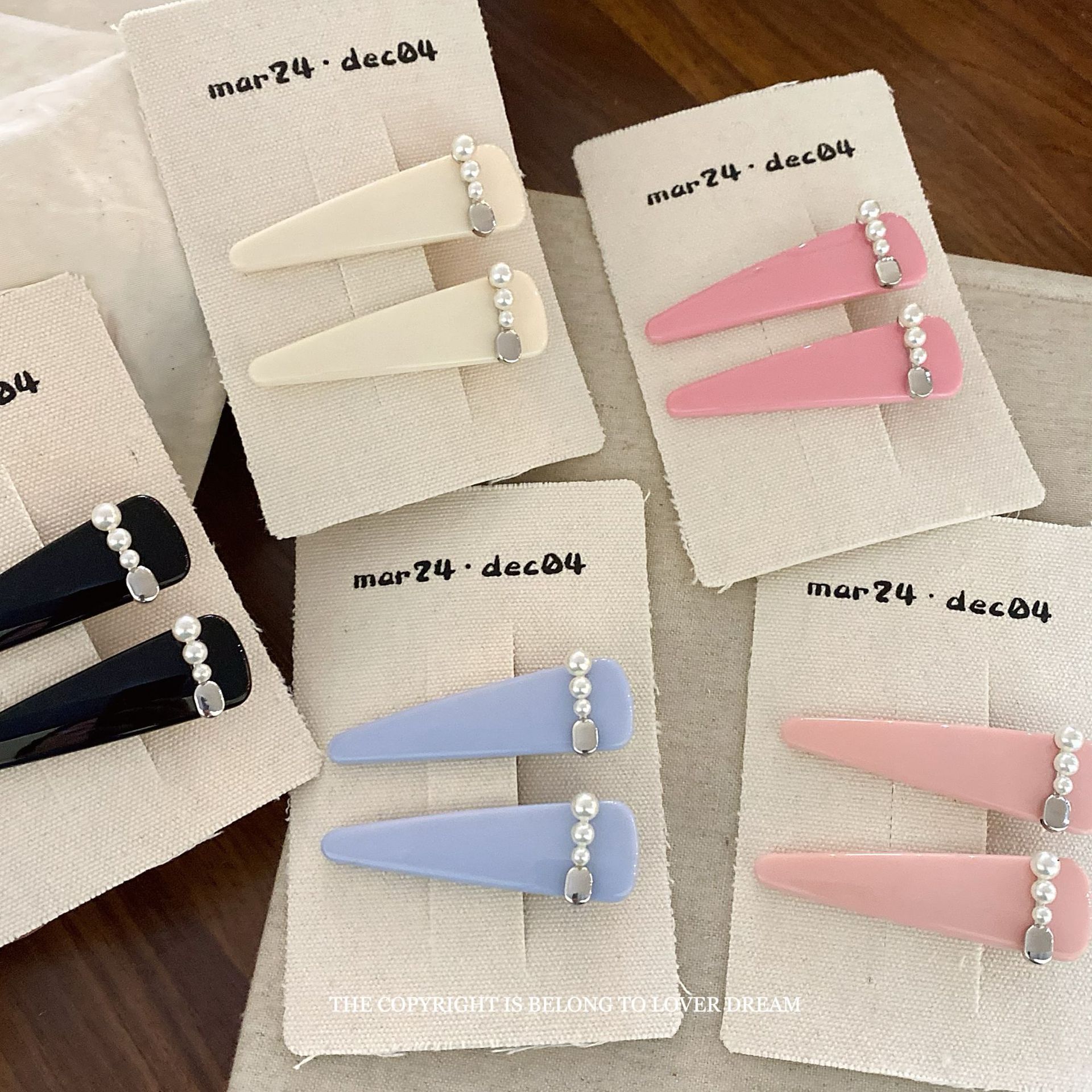 韩国ins新款珍珠黑色质感三角发夹 时尚小香风鸭嘴夹刘海夹发饰女详情13