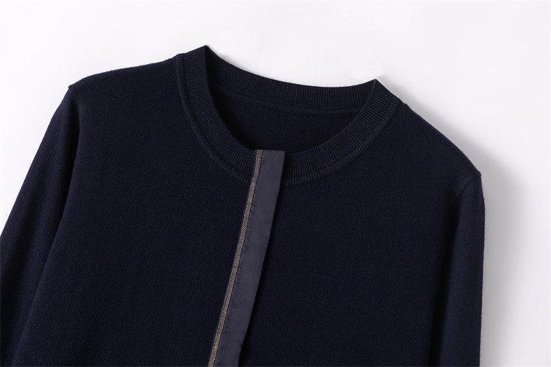 【 Fine-spun Wool 】 Beaded chain simple and intellectual patchwork long-sleeved thin wool knitted cardigan 24 early Autumn new style pic 13