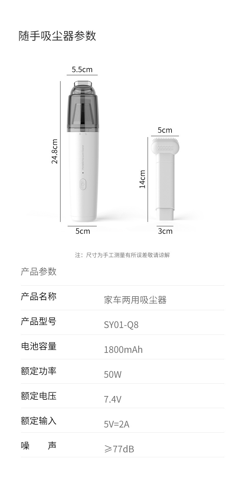 46 JP25-SY01-Q8迷你小型便携式车载吸尘器车家两用大功率无线充电手持强力吸尘器车载吸尘器详情16