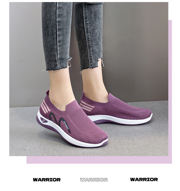 2023新款飞织一脚蹬袜子口休闲女鞋按摩底透气妈妈鞋健步运动鞋详情16