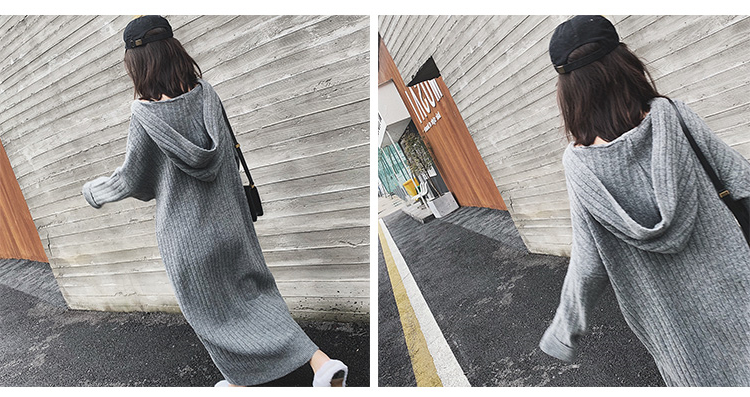 卫衣裙女秋冬连帽加厚长款毛衣裙过膝大衣内搭打底针织连衣裙宽松详情10