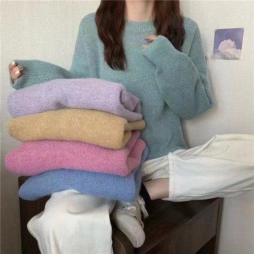 日系复古秋冬针织开衫女条纹慵懒风V领宽松外套加厚粗线外穿毛衣详情12