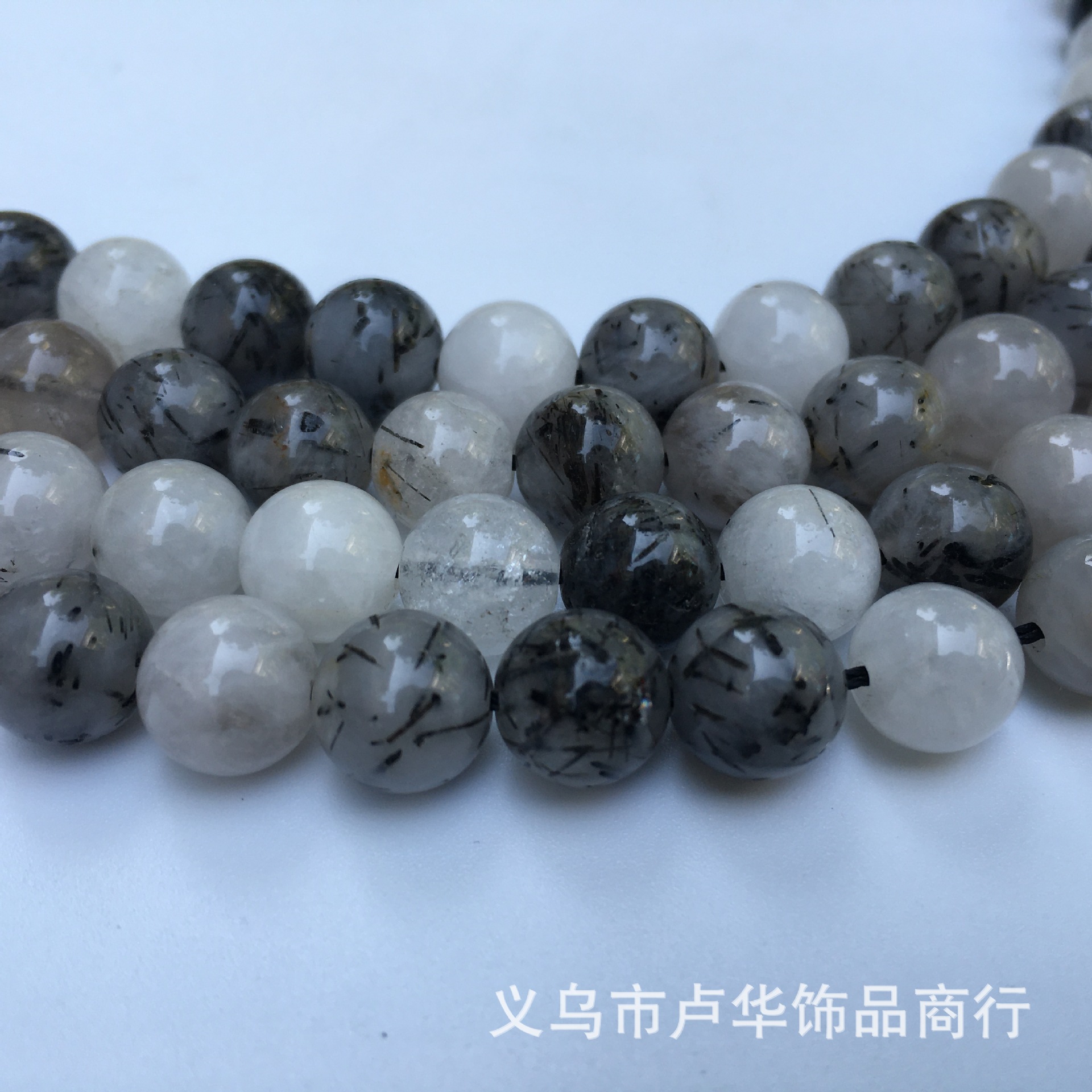 Cross-border direct sales of semi-finished natural stone black hair crystal round beads, Han-style hairpins, loose beads, handcrafted jewelry accessories wholesale pic 2