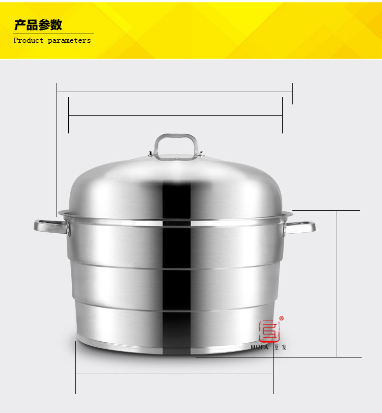 Factory direct sales of non-magnetic 1.0mm thick multi-functional stainless steel three-layer large steamer 50cm60cm hotel large steamer stainless steel steamer pic 16