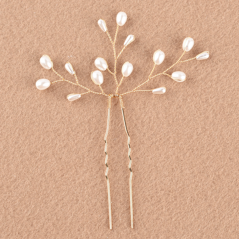 Handcrafted pearl hair forks, simple and elegant daily hair accessories for brides, hairpins, handcrafted beaded pearl gold and silver hair accessories pic 27