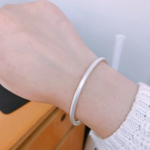 999银古法手镯闭口银光面镯子足银银饰古法光圈磨砂甜甜圈详情16
