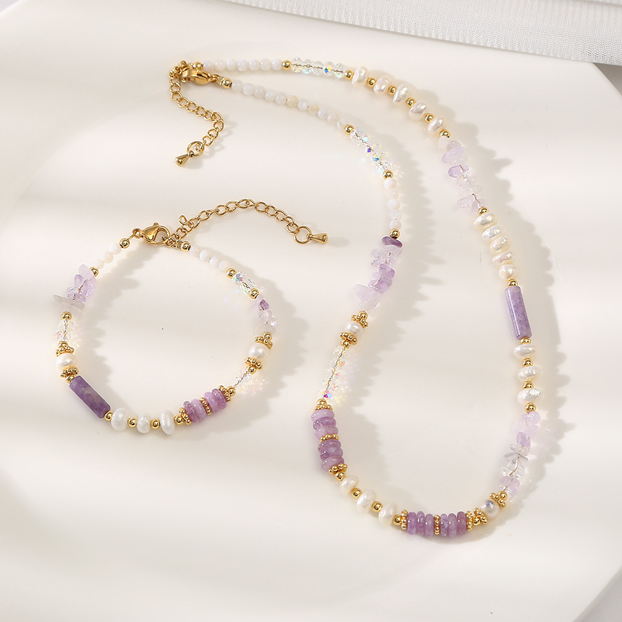 紫水晶贝壳紫东陵巴洛克珍珠项链轻奢饰品小众百搭气质复古锁骨链详情4