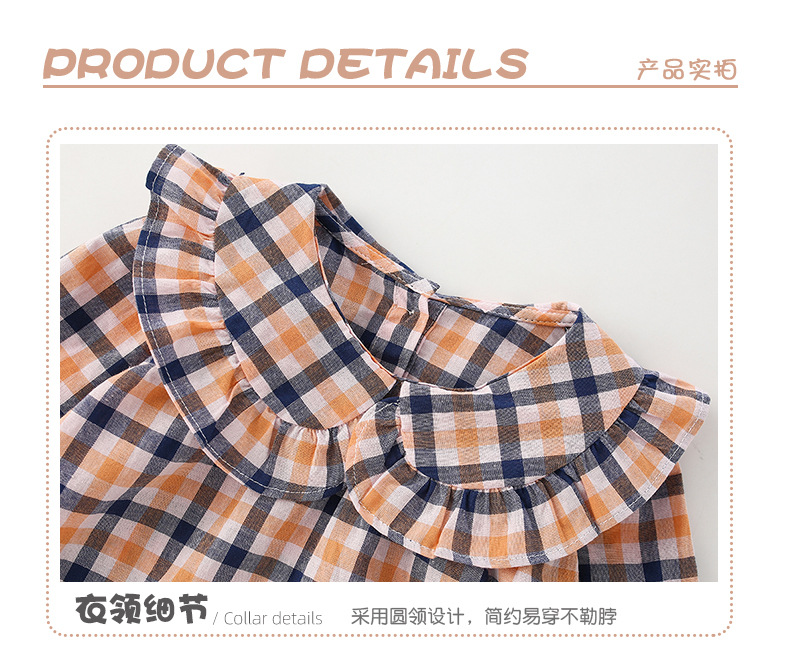 现货malwee女童连衣裙秋装新款欧美中小童洋气格子休闲长袖公主裙详情7