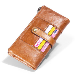 优质头层牛皮RFID防盗刷风琴卡包真皮卡套多卡位牛皮拉链卡夹批发详情3