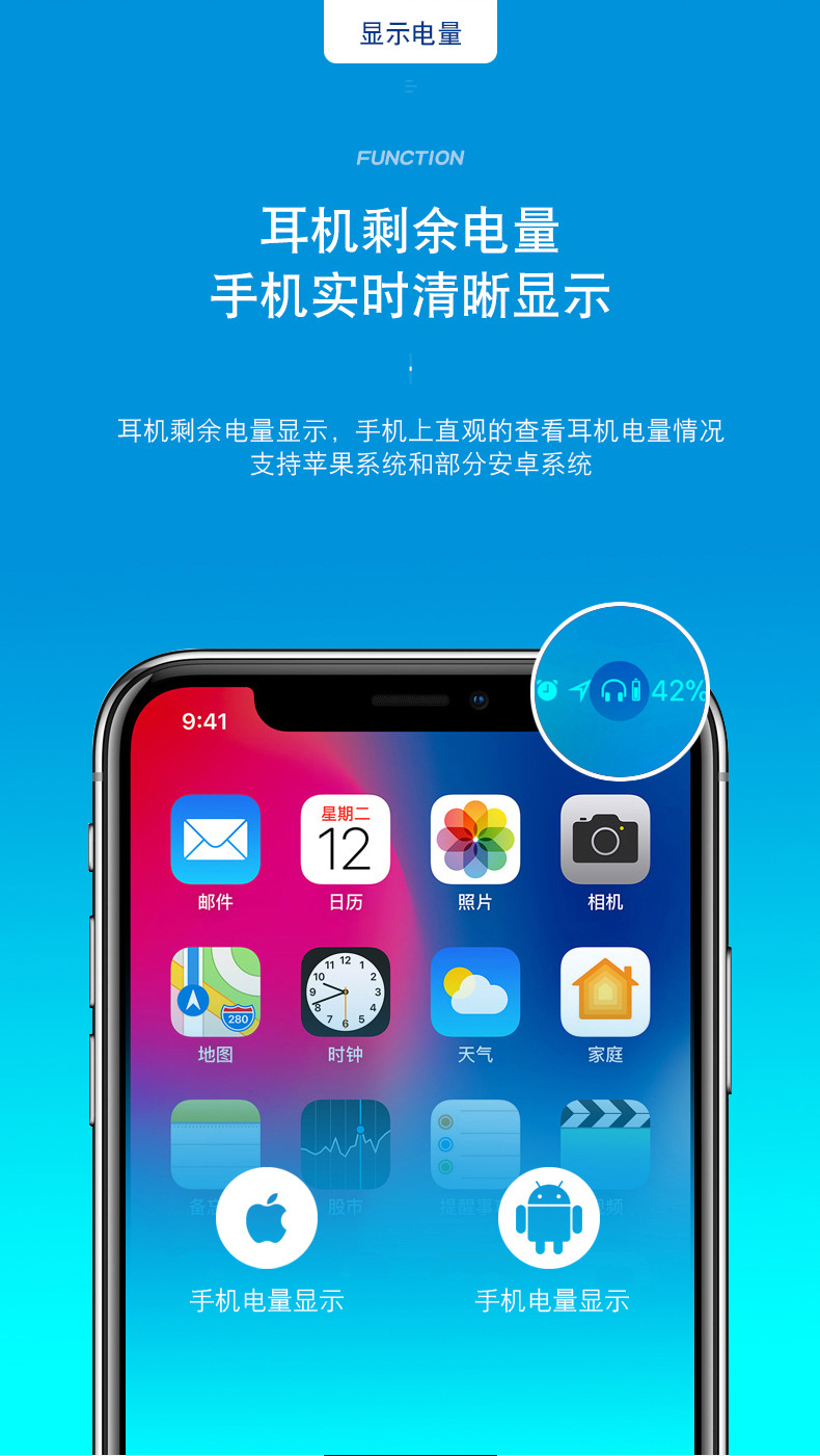 Private mold Qualcomm CSR chip fast charging ultra-long standby K1 stereo wireless Bluetooth headphones ear-hook style pic 15