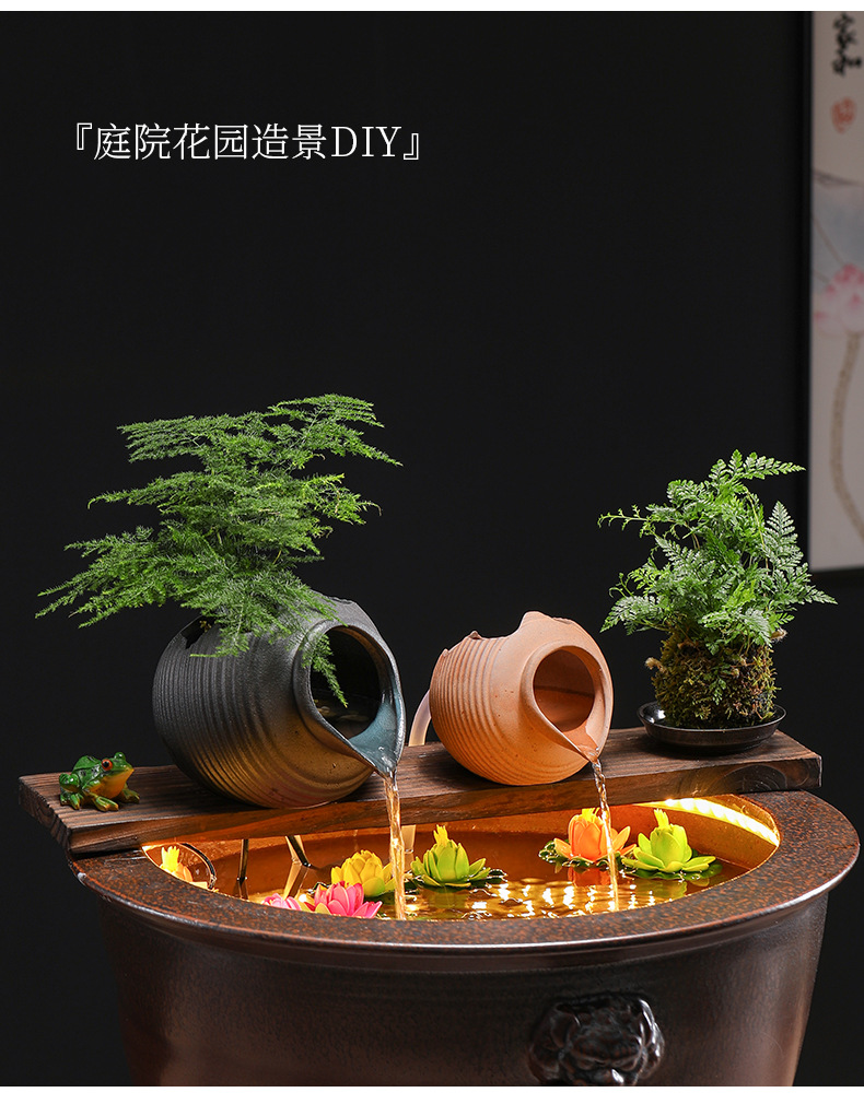 生态缸古法养鱼开口陶瓷罐流水摆件循环过滤配件庭院花园造景diy详情18