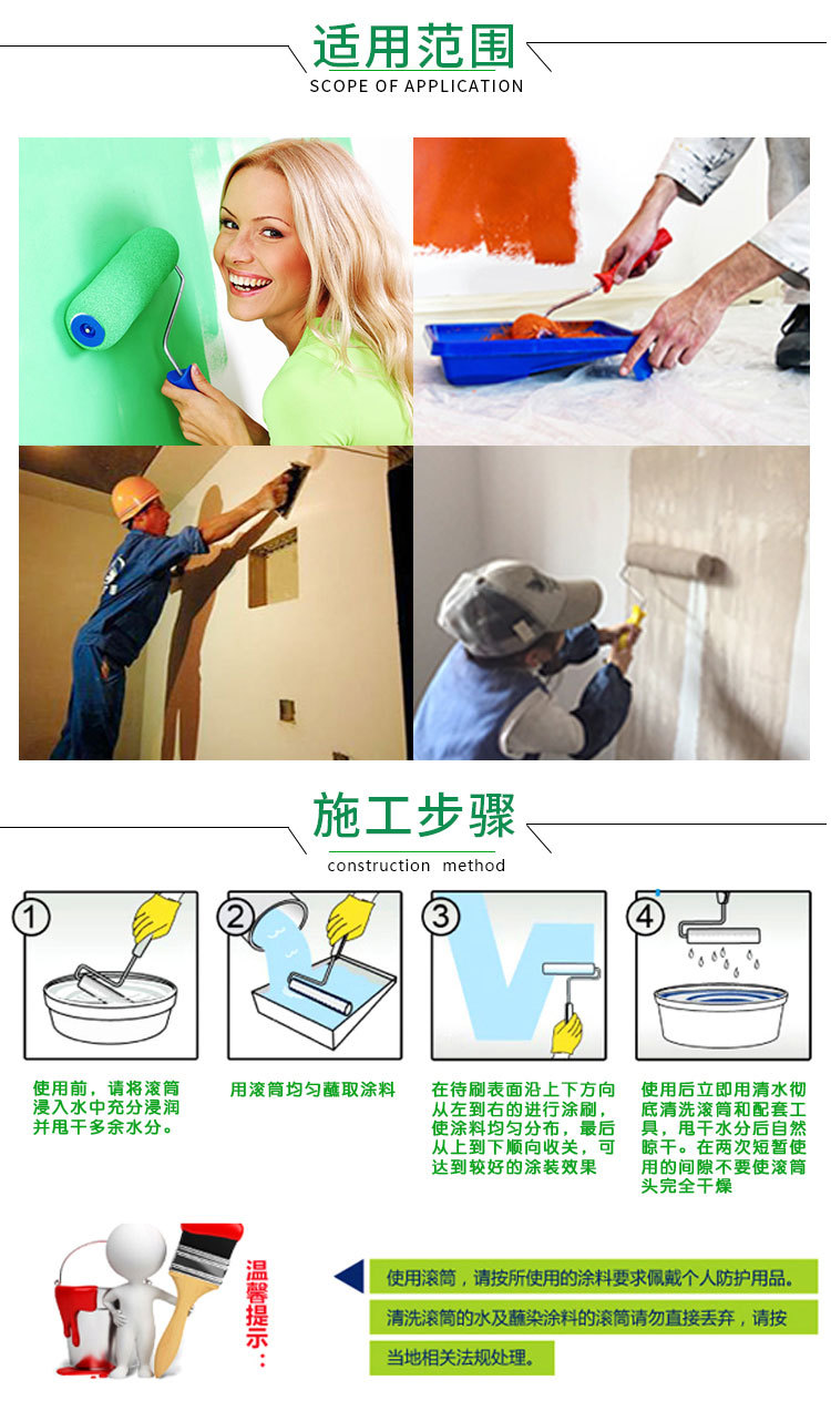 Factory wholesale roller brushes: 4-inch and 9-inch paint roller brushes, decoration paint roller brushes, wall painting tools roller brushes pic 5