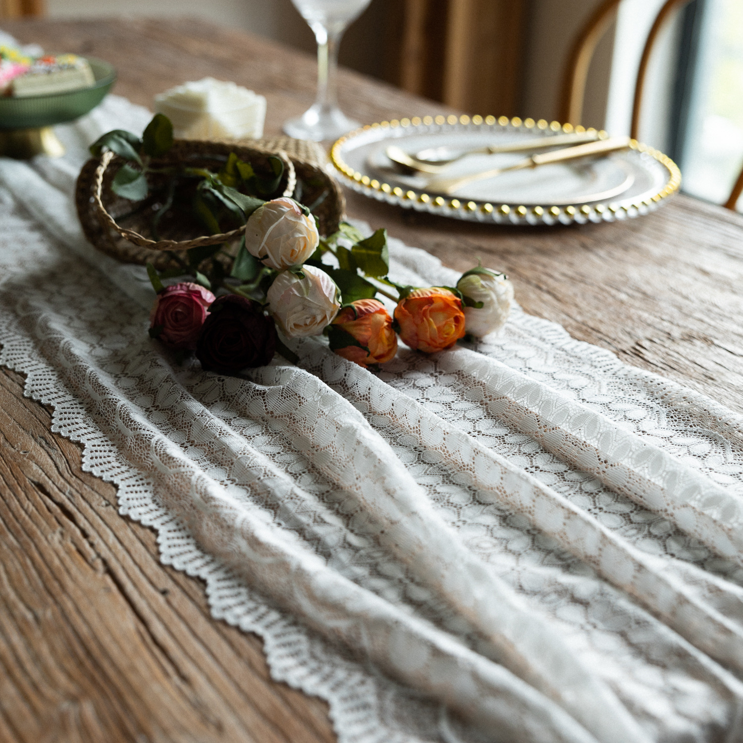 Lace table flag, American retro tablecloth, TV cabinet cover, home Chinese trend decoration bed flag, dressing table scarf, cross-border manufacturer pic 8