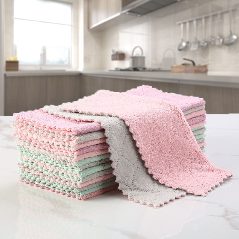 [LOVELY HOME] engrosamiento coral fleece paño para el hogar bechter antiadherente aceite paño perezoso limpieza de cocina fuerte absorbente toalla de vajilla toalla de limpieza paño bechter toalla de limpieza pic 4