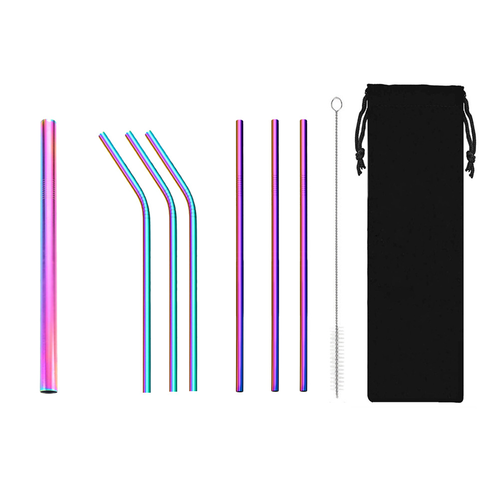 SWENO portable 304 stainless steel straw set for milk tea, coffee and beverages, colorful straw set, can be equipped with a velvet bag, portable, easy to clean, reusable stainless steel straws for outdoor and household use pic 11