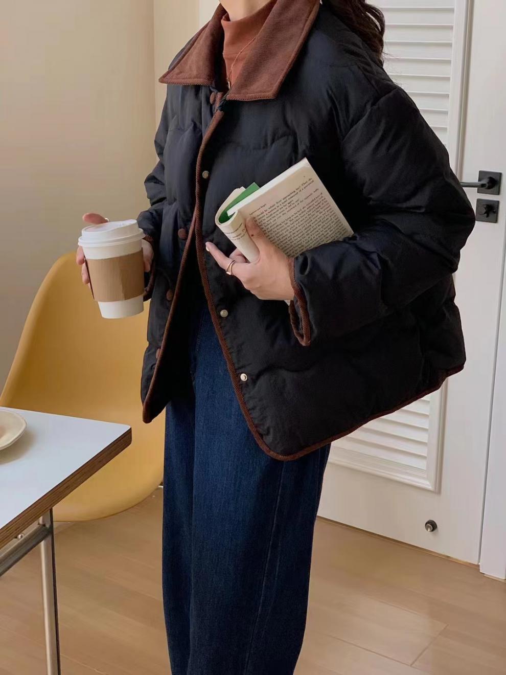 Lapel Dongdaemun light down cotton-padded jacket for women, short chanel-style cotton-padded jacket, casual coat for winter pic 36