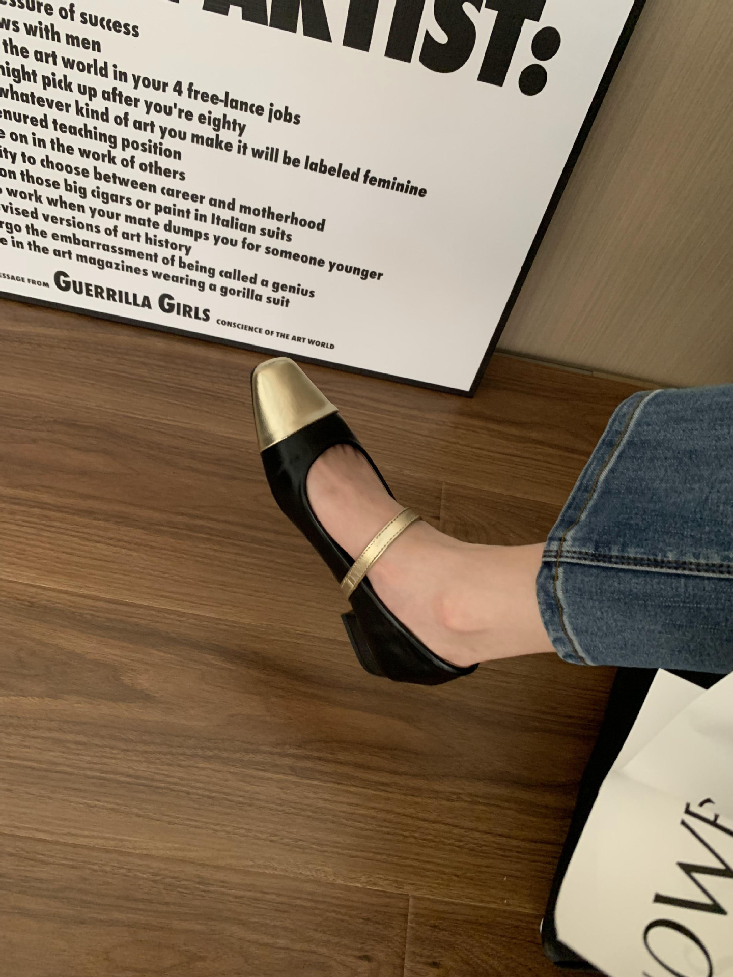 2023新款时尚方头全包百搭高跟鞋女法式拼色小香风平底玛丽珍鞋女详情7