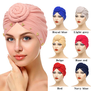 New stretch fabric forehead cross-colored base Indian headscarf and Muslim headscarf cap from Amazon in Europe and America pic 23