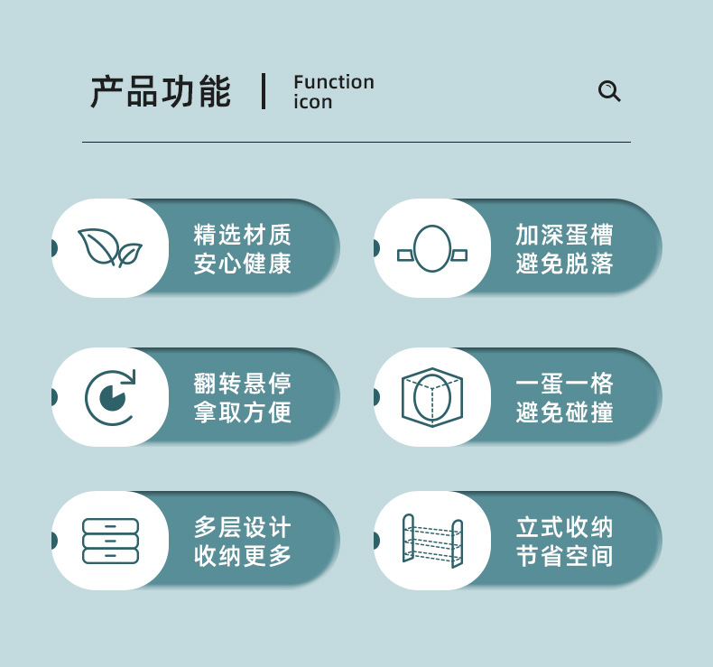 冰箱侧门鸡蛋收纳盒30枚三层翻转鸡蛋收纳架可折叠计时保鲜鸡蛋盒详情3
