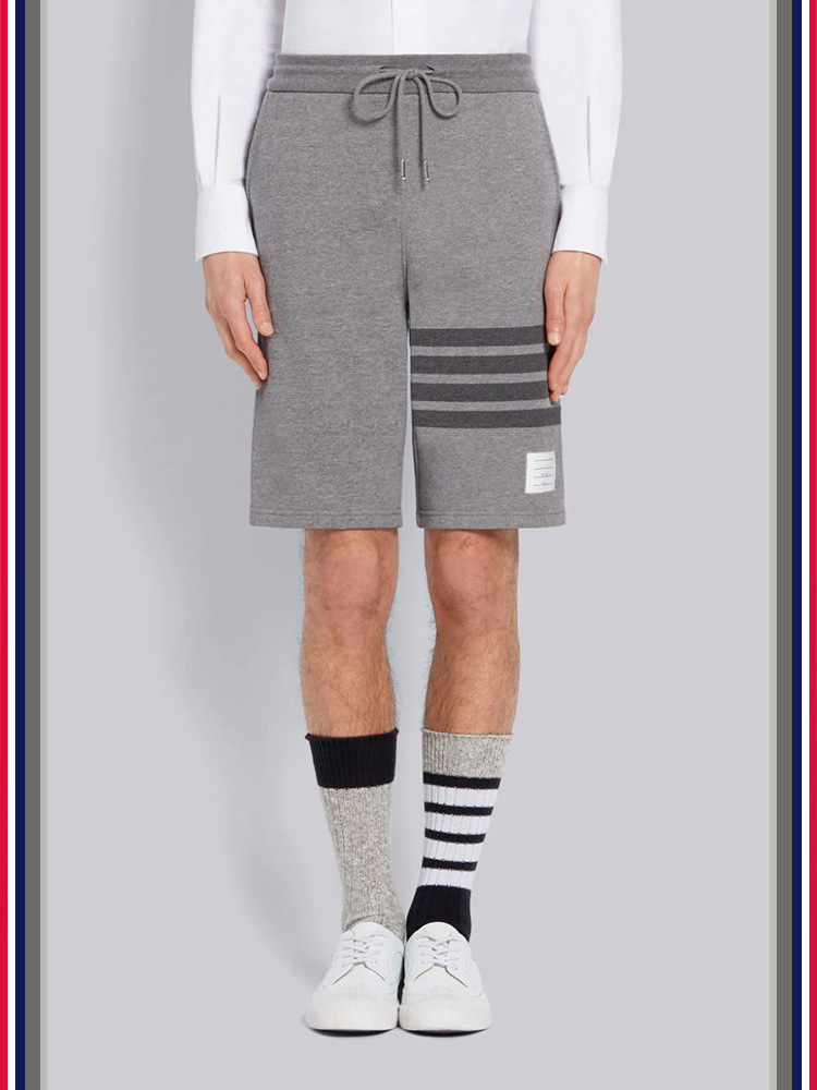 TB teñido teñido cuatro barras rayas moda hombre verano moda pantalones de algodón moda marca pantalones medios pantalones deportivos pantalones casuales hombres pic 30