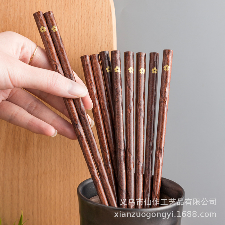 国潮 家用鸡翅木红檀木筷子无漆无蜡实木筷子酒店餐具定制详情11