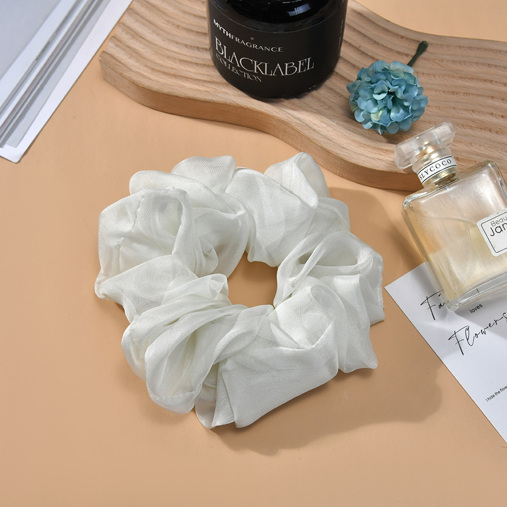 2023年新款大号纯色雪纺大肠发圈欧美女简约款扎头发皮筋厂家直供详情7
