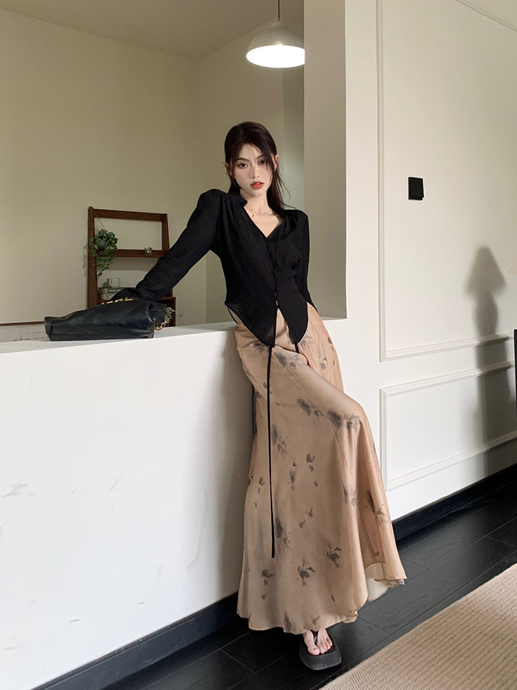 A new Chinese-style long-sleeved shirt set for women in spring and autumn, with a cool and Zen-like atmosphere. A two-piece skirt and trousers set pic 46