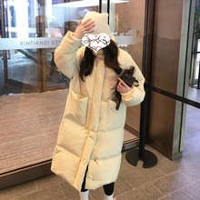Down jacket for women, mid-length, knee-length style, 2022 Dongdaemun, South Korea, patchwork knitted hooded couple white duck down jacket trend pic 4
