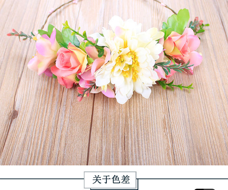 Factory direct sales of bride flower garlands, lilies, chrysanthemums, fabric hair flowers, semi-rings, Malaysian rice white handyman hair bands pic 11