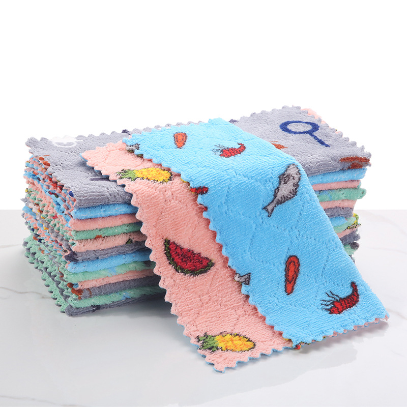 [LOVELY HOME] engrosamiento coral fleece paño para el hogar bechter antiadherente aceite paño perezoso limpieza de cocina fuerte absorbente toalla de vajilla toalla de limpieza paño bechter toalla de limpieza pic 3